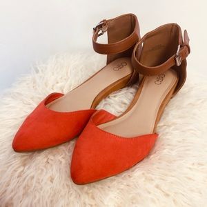 CATO Coral Ankle Strap Pointed Toe Ballet Flats